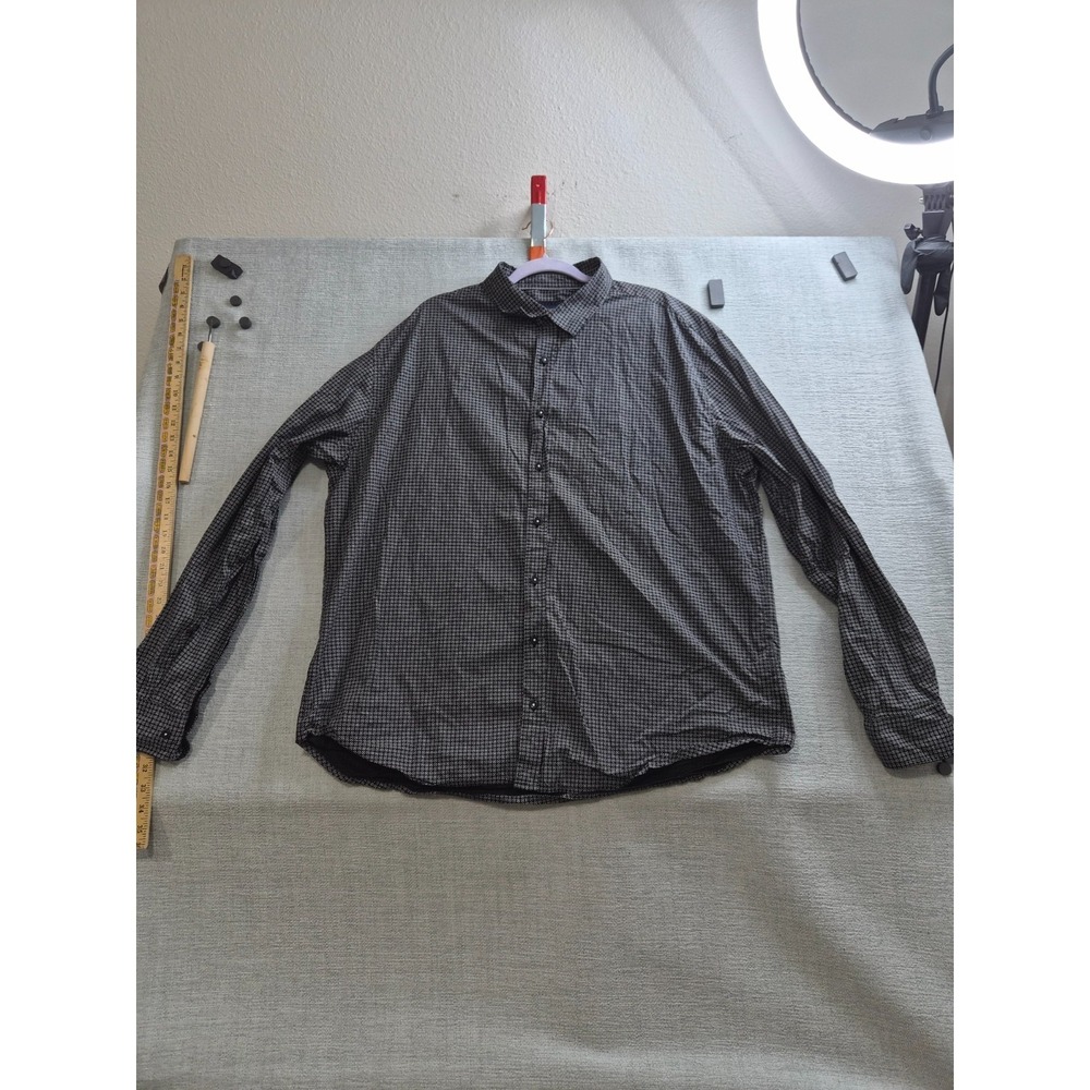 Gentlemen's Outfitters Shirt Mens 3X Black Geometric Shirttail Hem Button Up